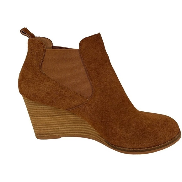 Caslon Willa Wedge Suede Booties Brown 8.5M - Picture 2 of 9